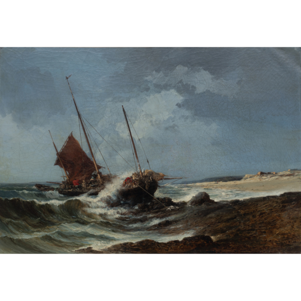 Jules Achille Noel - Fishing boat in the sea